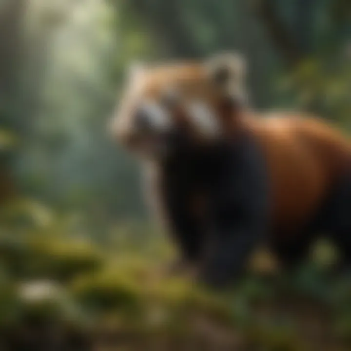 Illustration depicting various predators in the red panda's ecosystem, highlighting the balance of nature.
