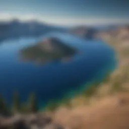 Scenic view of Crater Lake National Park showcasing deep blue water and surrounding mountains