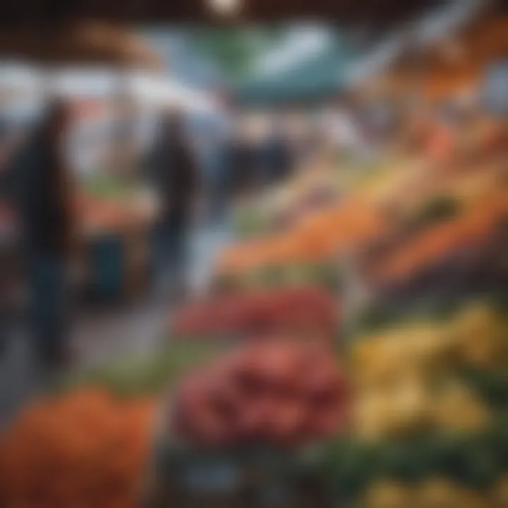 Portland's Vibrant Farmer's Market Scene A bustling Portland farmer's market featuring diverse local produce