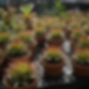 Various Venus flytraps displayed at a garden center