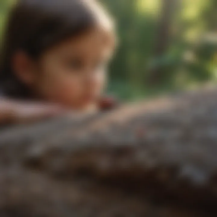 Children observing ladybugs in nature