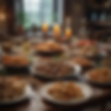 A festive table set with traditional dishes that honor a specific feast day.
