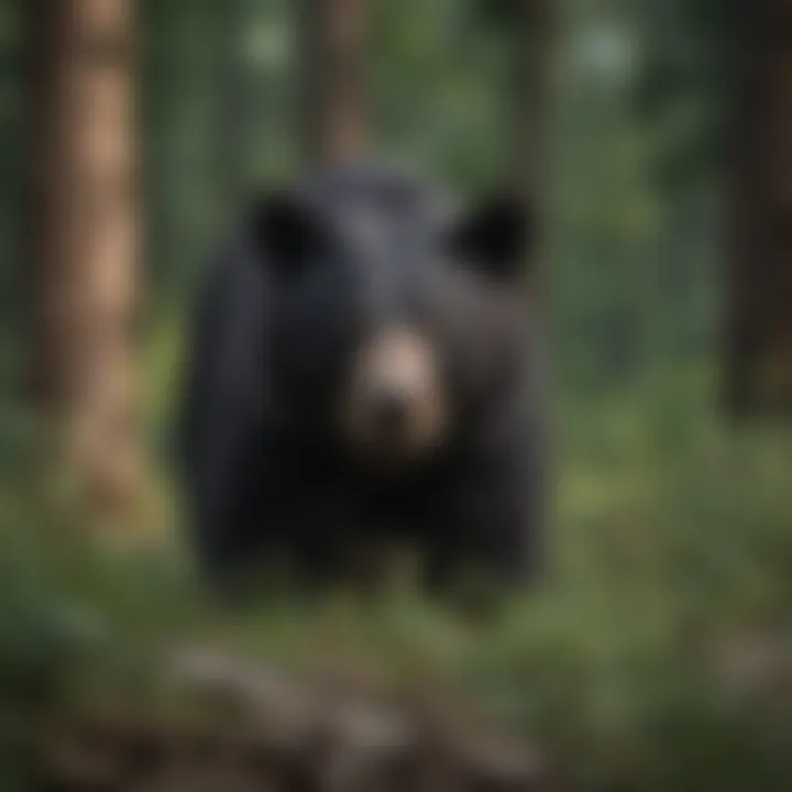 Black Bear: The Iconic Mammal of Ohio's Wilderness A striking black bear roaming in a wooded area