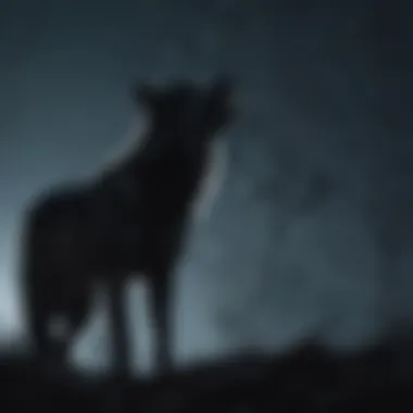 Silhouette of a wolf howling under the moonlight