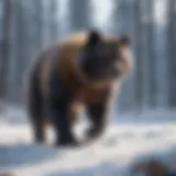 A solitary wolverine traversing a snowy landscape