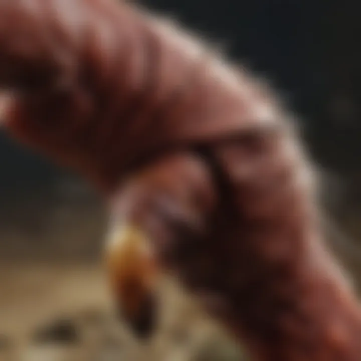 Close-up of wolverine's powerful meat claw in action