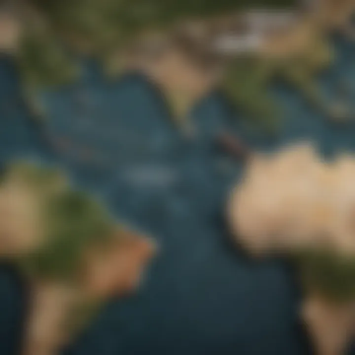 A detailed map of global trade routes throughout history