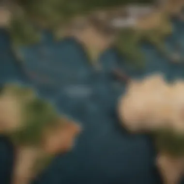Intricate Network of Global Exchange A detailed map of global trade routes throughout history
