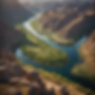 Spectacular aerial view of the winding Snake River cutting through the picturesque landscapes of Wyoming