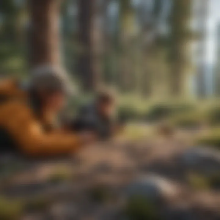 Young adventurers observing wildlife in a natural habitat