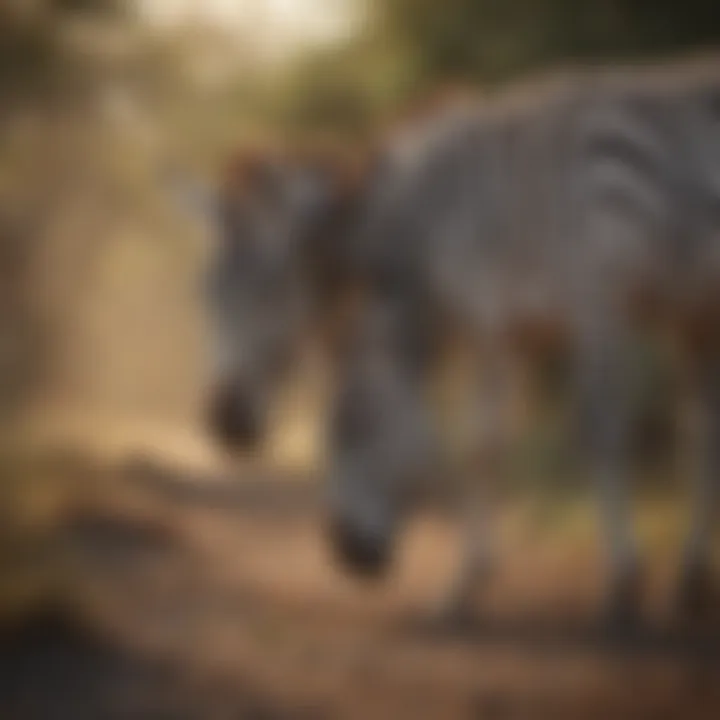 Serene Zebra Scenes Zebras grazing peacefully in their natural habitat