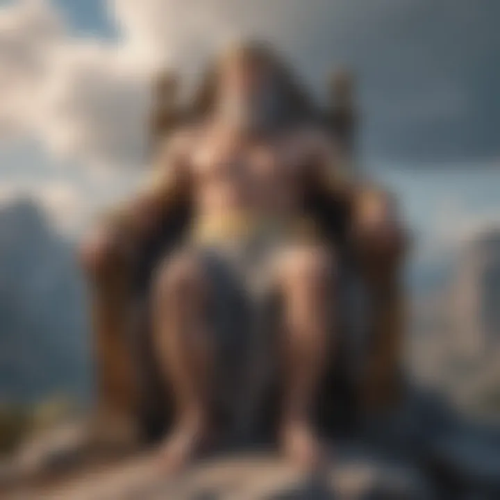 Zeus, King of the Gods Zeus seated on his throne atop Mount Olympus
